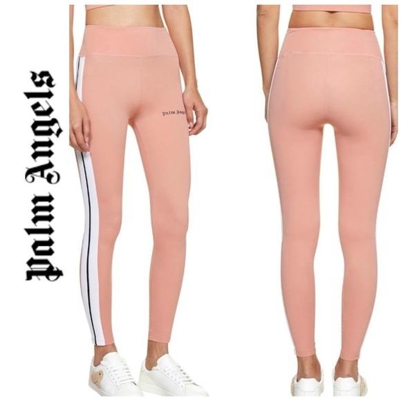 Palm Angels Pants - Palm Angels Logo Side Striped Leggings S/M